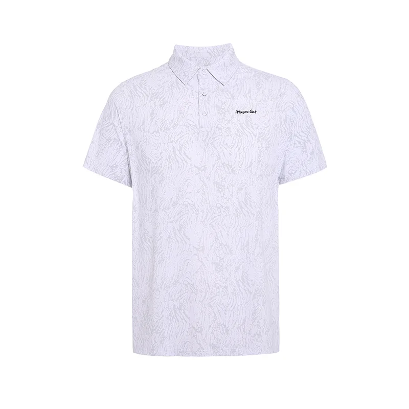Men's white patterned polo shirt