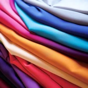 Colorful folded fabric assortment.