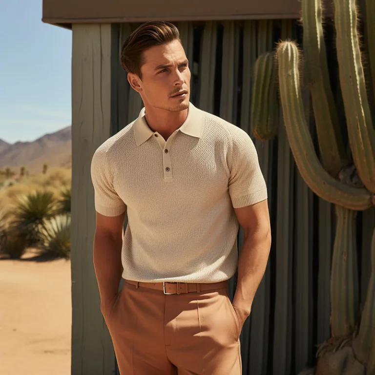 Man in casual attire standing near a cactus.