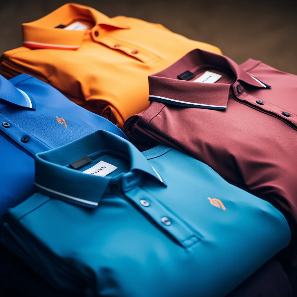 Assorted colorful folded dress shirts on display.