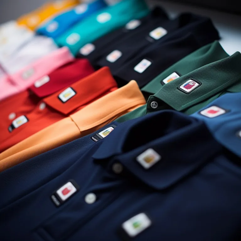 Colorful assortment of polo shirts on display.