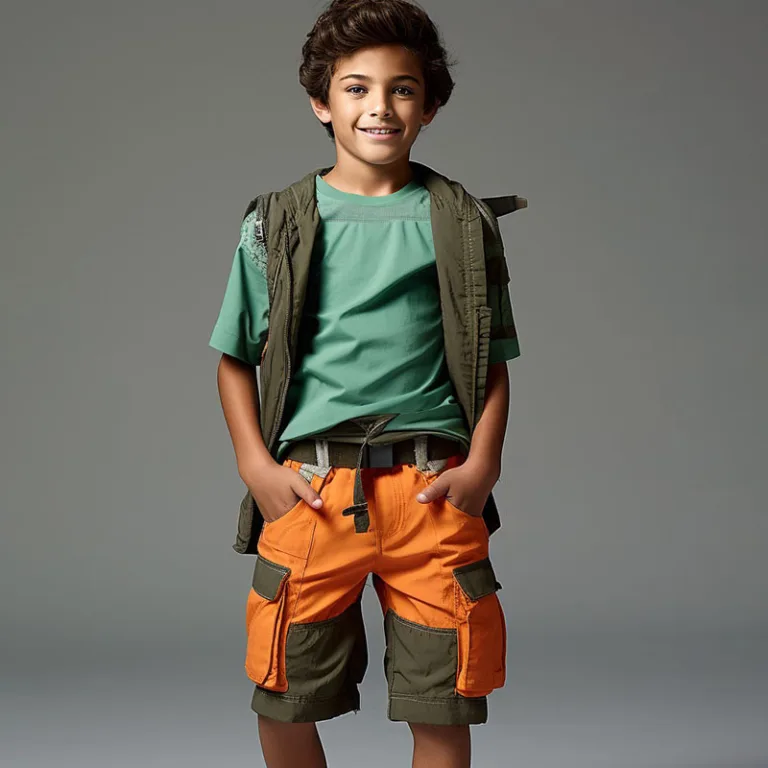 Smiling boy with backpack in casual outfit.