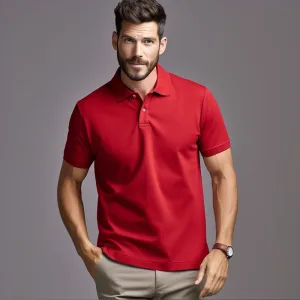 Man in red polo shirt and watch posing.