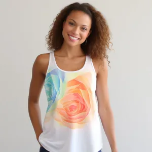 flowy tank tops d Woman smiling in floral tank top.