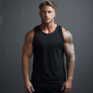 muscle tank wholesale d Muscular man in tank top with tattoo.