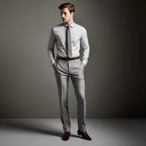 Man in grey business attire posing