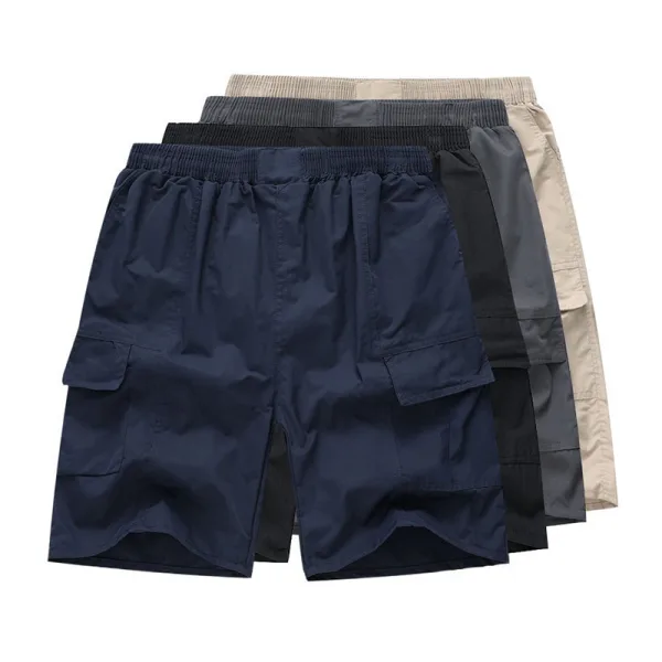 Assorted men's casual cargo shorts.