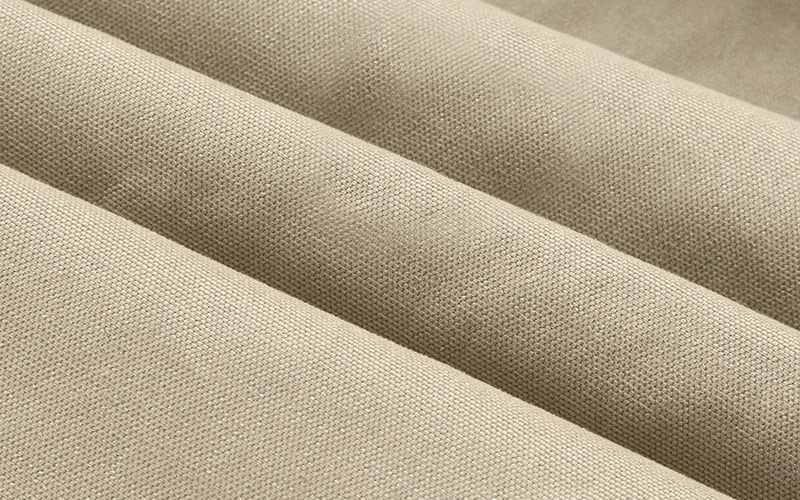 Close-up of beige canvas fabric texture