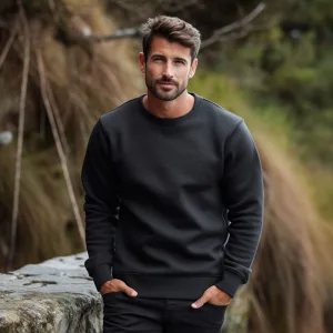 Man in black sweater outdoors
