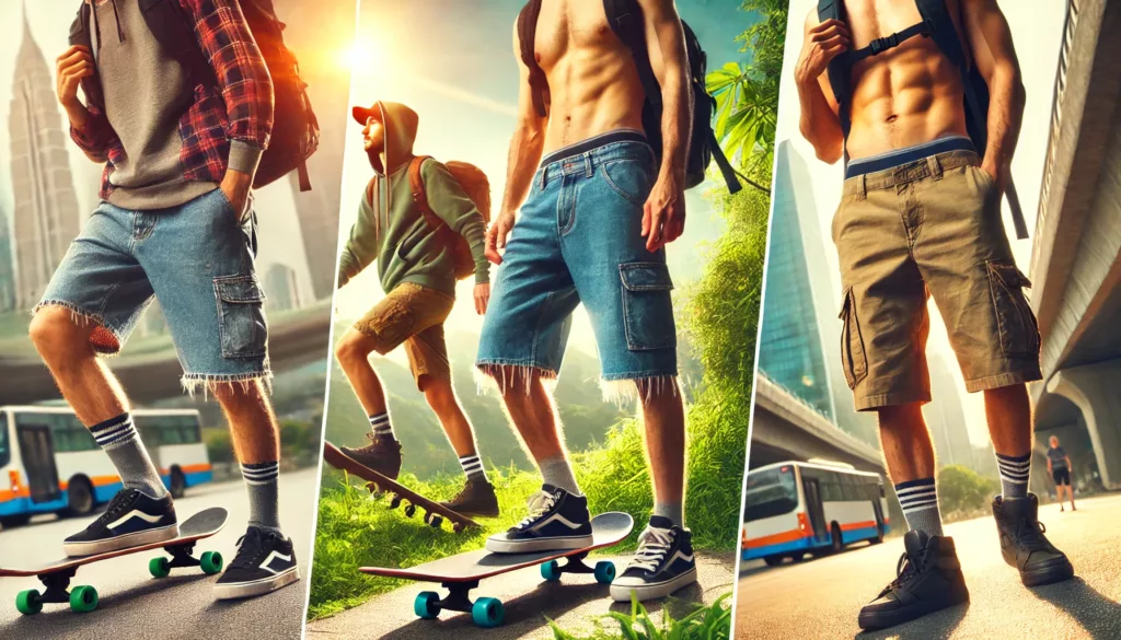 Baggy Shorts c Baggy shorts in dynamic men's styles.