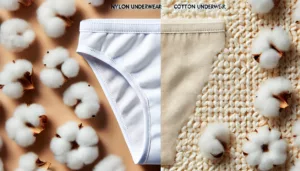 Comparison of Nylon Underwear vs Cotton Underwear, highlighting fabric differences