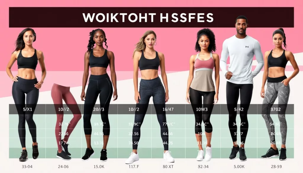 Workout clothes sizing infographic Workout clothes sizing infographic