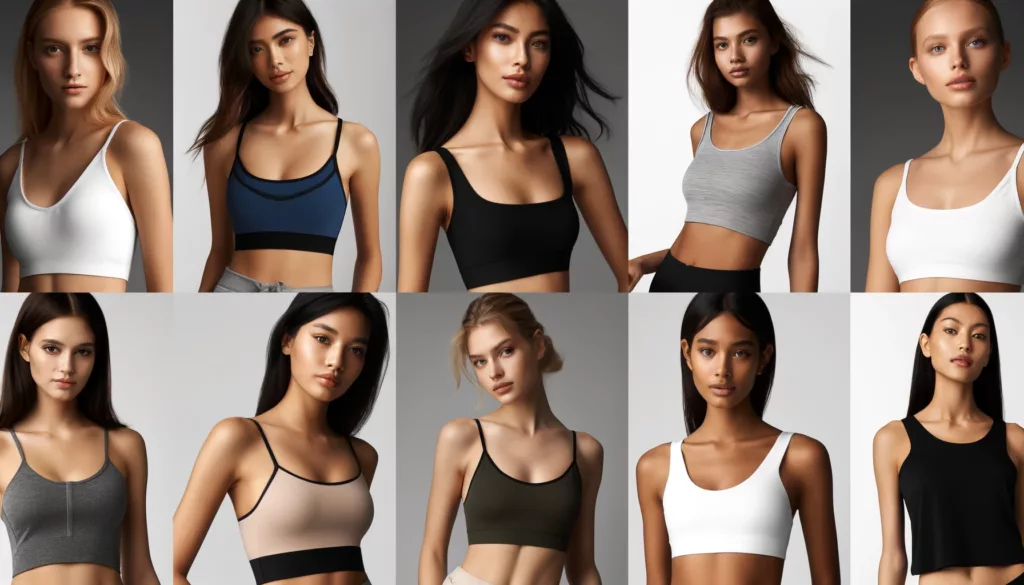 Modern Day Tank Tops Modern tank tops styled in casual and athletic outfits, reflecting current trends.