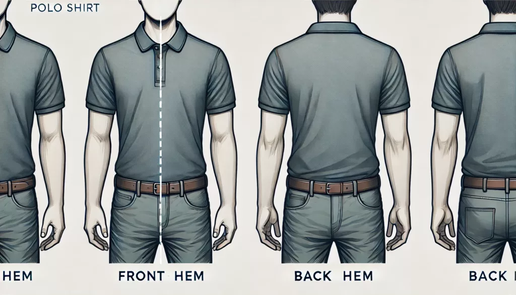 Polo Shirt Length Front and Back View Polo Shirt Length – Ideal front and back length for a clean, balanced look.
