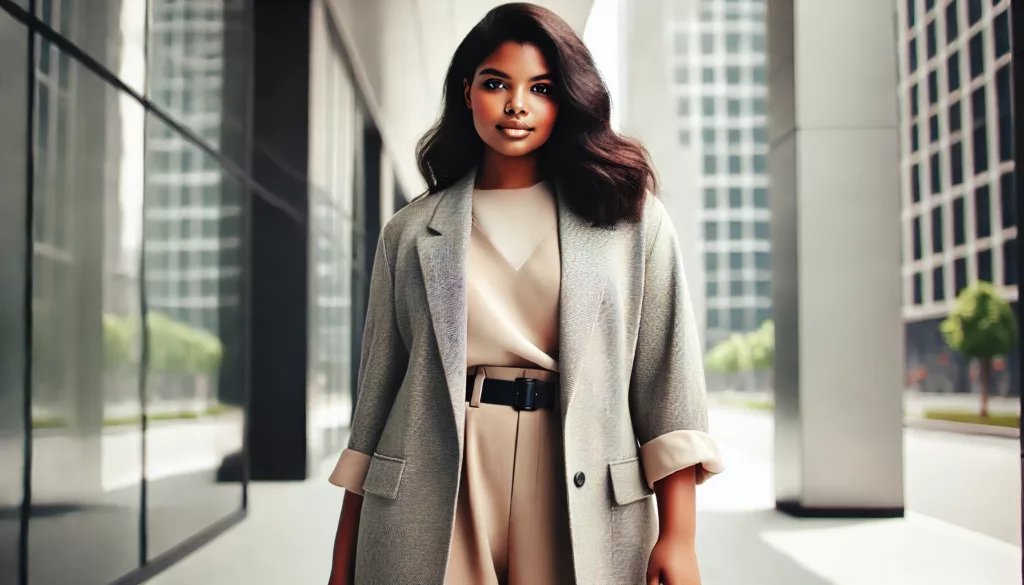 Understanding Plus Size Fashion A fashionable plus-size model showcasing a chic, well-fitted outfit for everyday wear