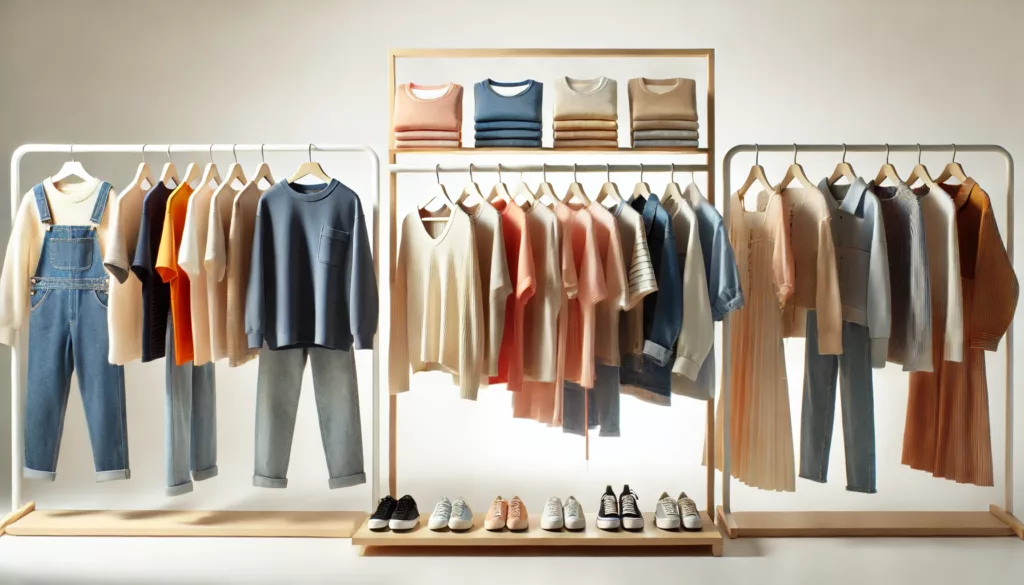 Clothing Display Display rack featuring various clothing styles from low MOQ manufacturers