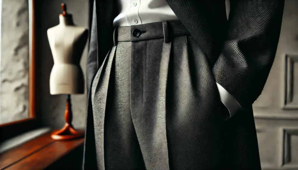 A close up of well tailored formal trousers A close up of well tailored formal trousers
