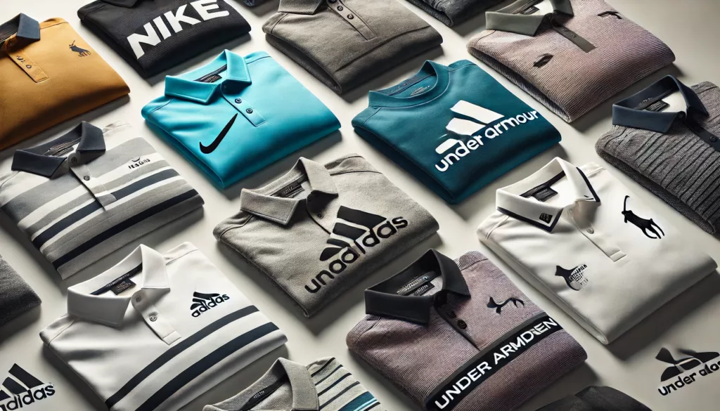 A collection of the top golf polo shirt brands with their logo designs A collection of the top golf polo shirt brands with their logo designs