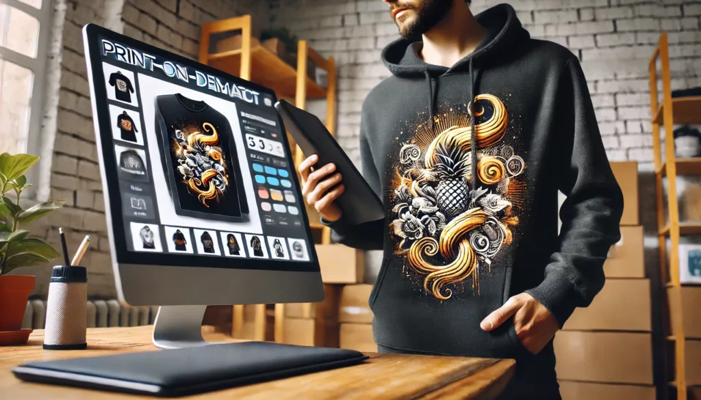 A smartphone screen showing a social media post promoting a clothing brand A smartphone screen showing a social media post promoting a clothing brand