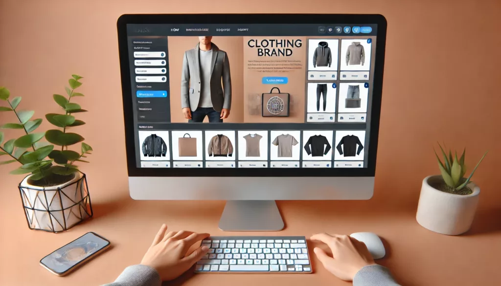 A workspace with a t shirt featuring a custom design mock up along with a laptop and notebook A workspace with a t shirt featuring a custom design mock up along with a laptop and notebook