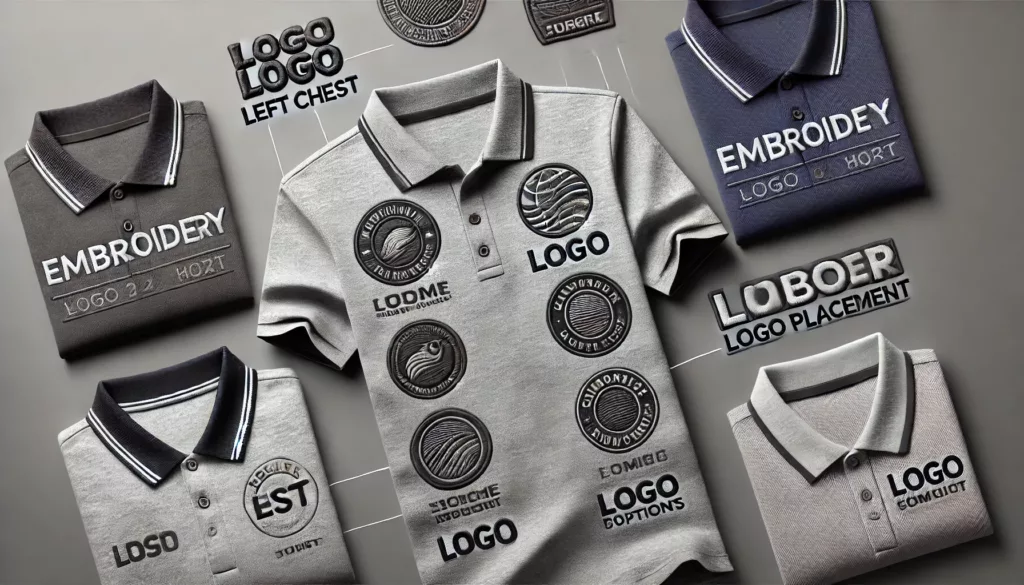Mockup showing different embroidery logo placements Mockup showing different embroidery logo placements