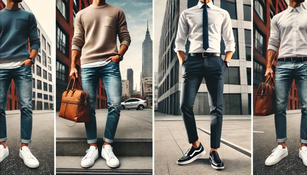 Side by side casual and business casual polo shirt looks Side by side casual and business casual polo shirt looks