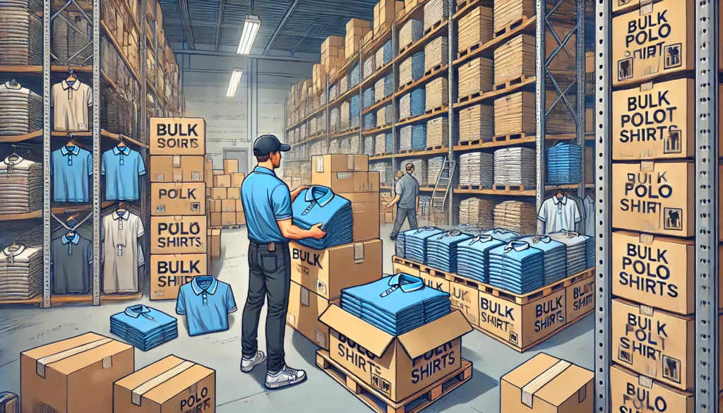 Stacks of polo shirts ready for bulk shipping Stacks of polo shirts ready for bulk shipping
