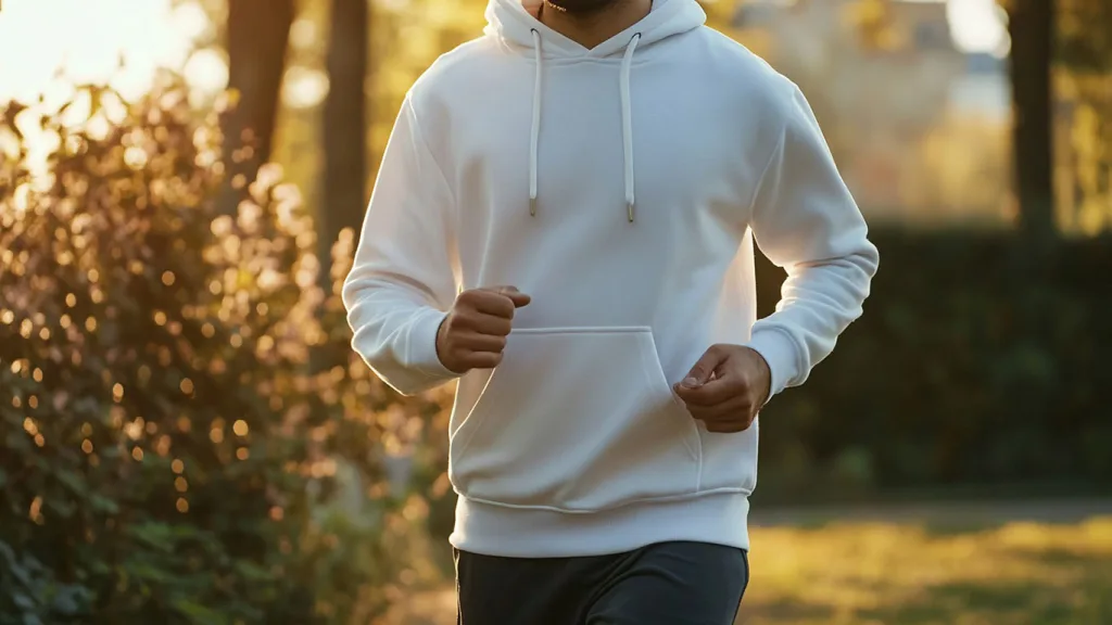 Lightweight casual breathable hoodie in action a Lightweight casual breathable hoodie in action a