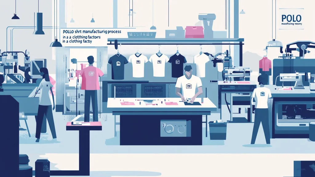 POLO shirt manufacturing process c POLO shirt manufacturing process in a clothing factory