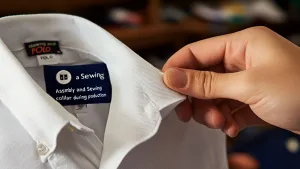 Sewing a POLO shirt collar during production