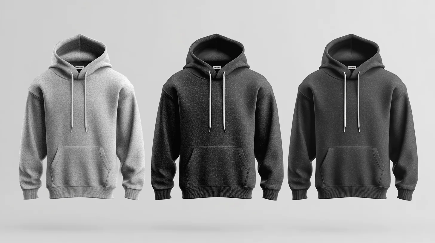 Side-by-side display of fleece, cotton, and polyester hoodies