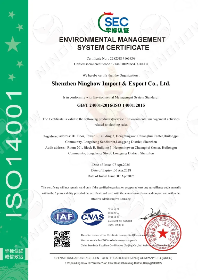 ISO4001 A Ninghow - ISO14001