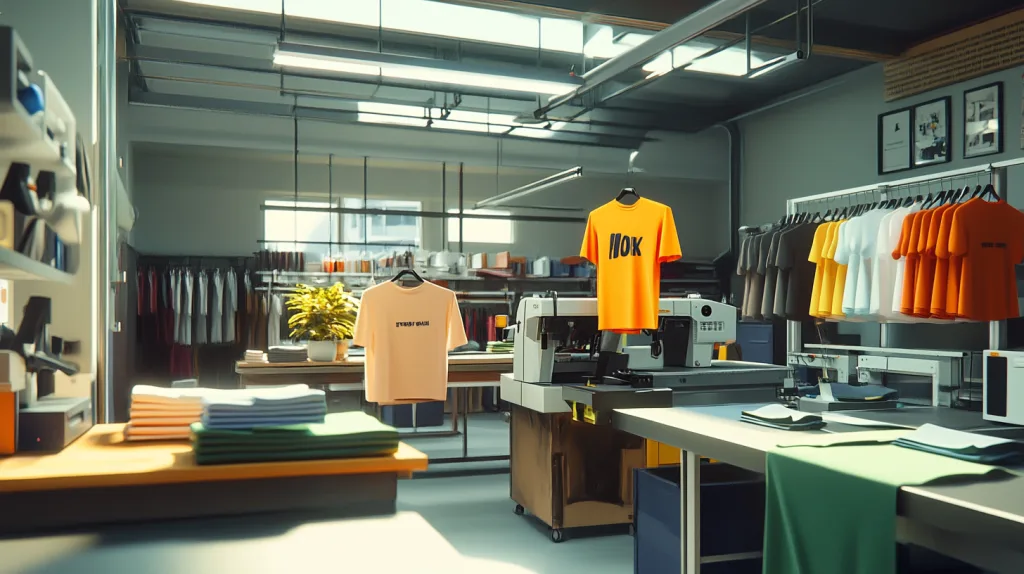 Small Batch Apparel Manufacturing Garment factory producing a small batch of T-shirts