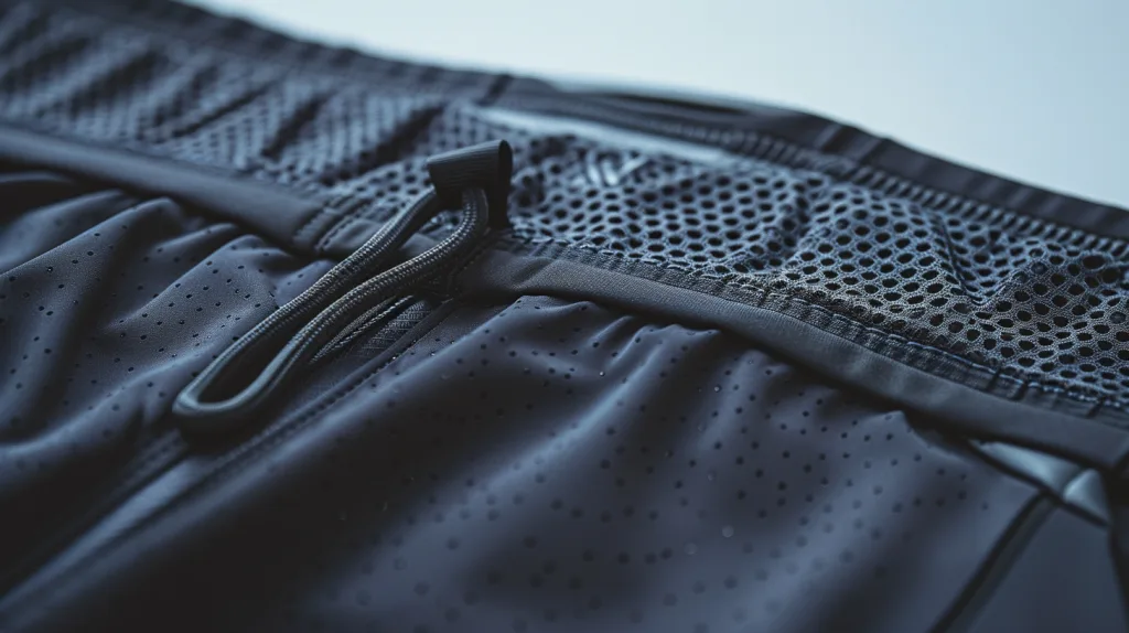 Premium Custom Shorts Features Close-up of high-quality gym shorts with custom branding and stitching