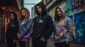 Examples of custom-designed hoodies with logos and prints