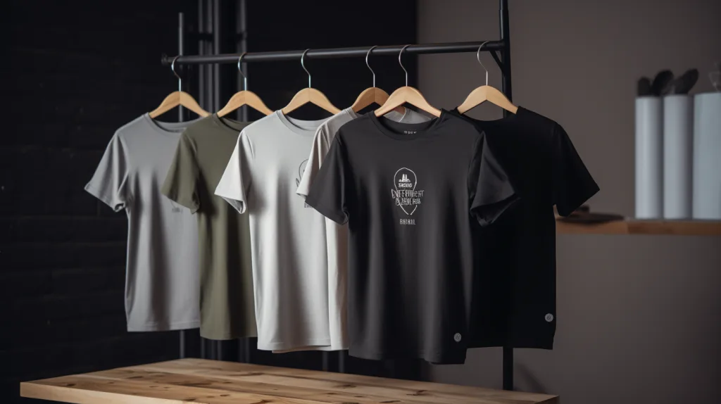 Custom Branded T Shirts for Startups Branded custom T-shirts laid out for a fitness or fashion startup