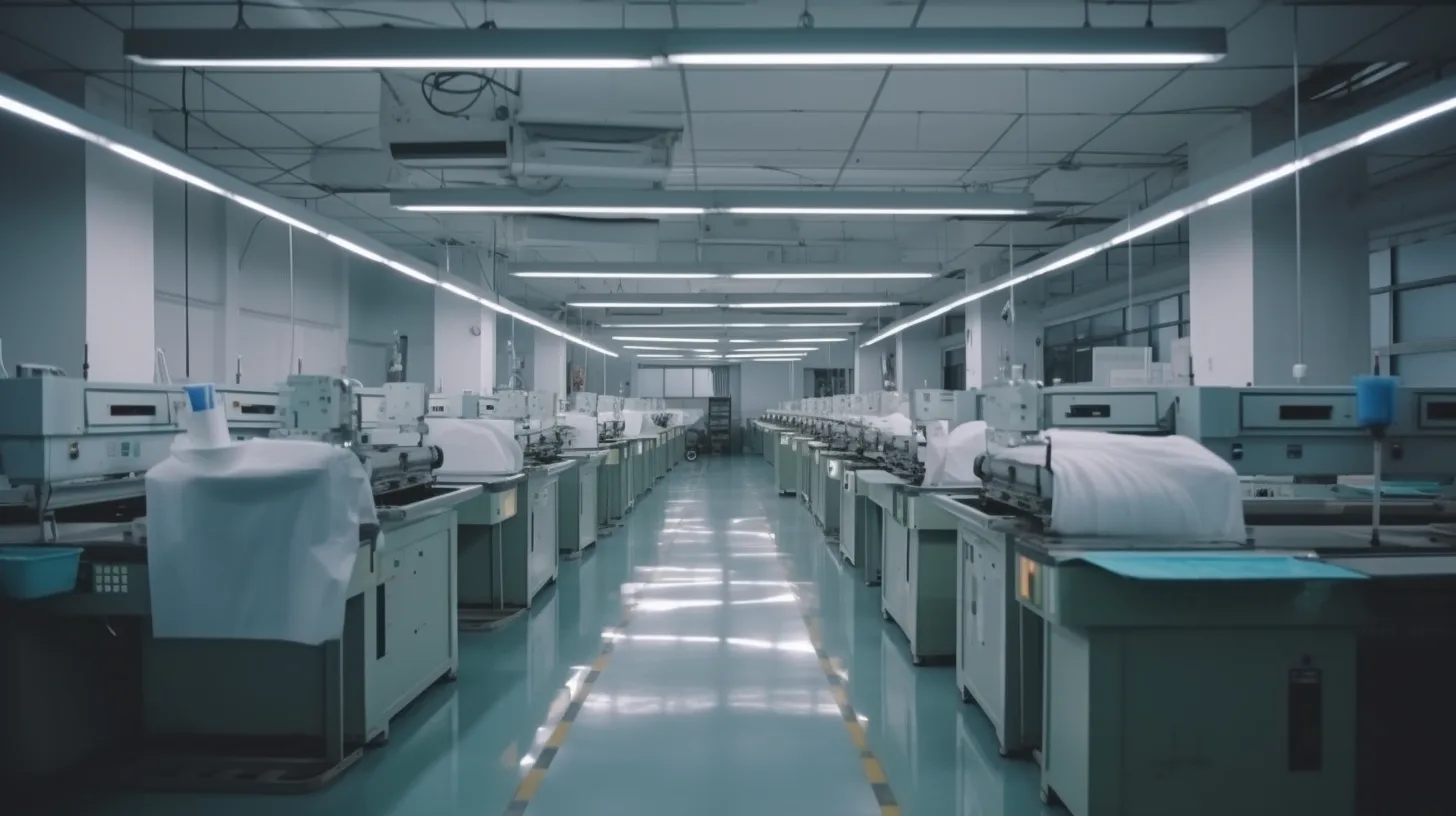 High-tech T-shirt manufacturing factory in China with automated machines and workers