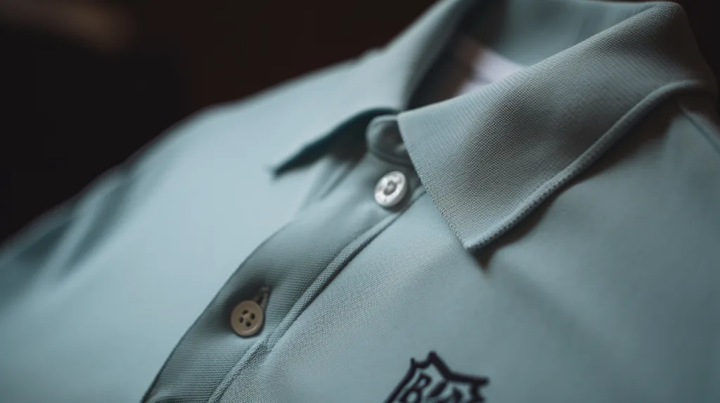 POLO shirt customization close up Embroidered POLO shirt logo and custom label details