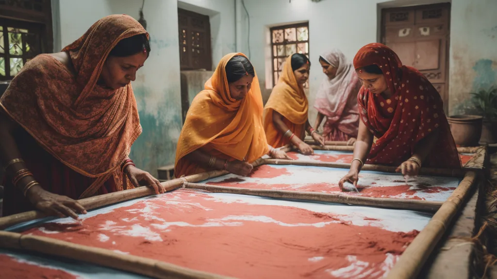 Sustainable T Shirt Manufacturing in India Artisan workshop in India producing eco-friendly cotton T-shirts