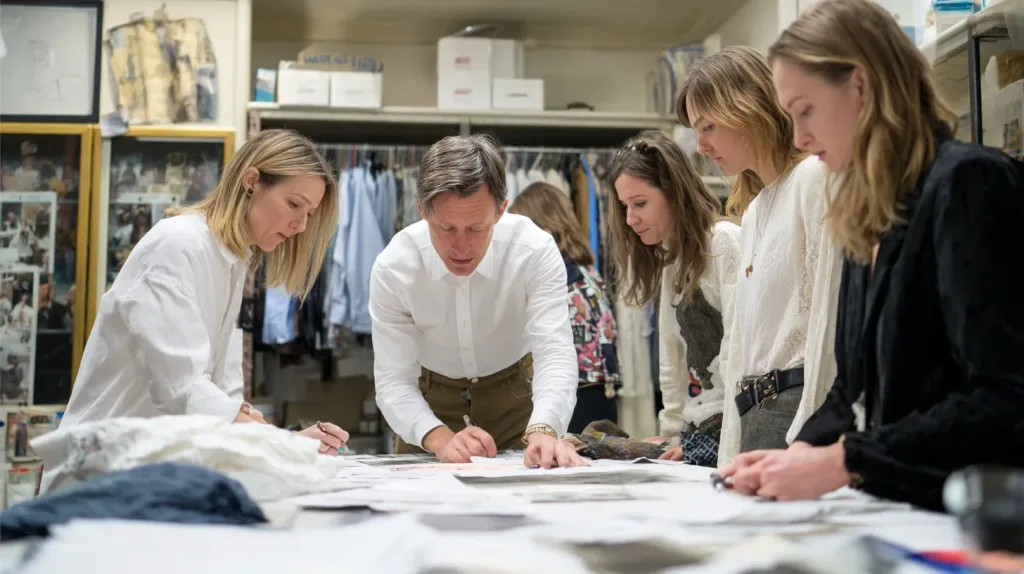 Startup Friendly Manufacturer Collaboration 1 Fashion production team helping a startup develop samples from basic sketches and fabric ideas