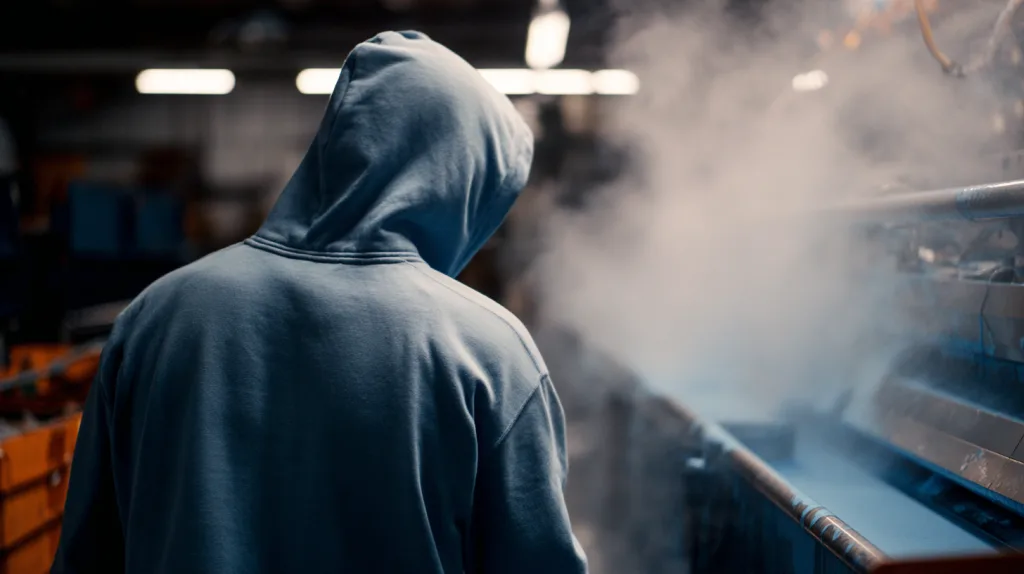 Waterless Dyeing Technology for Eco Friendly Hoodies Sustainable hoodie dyeing process using waterless technology to reduce pollution and conserve resources.