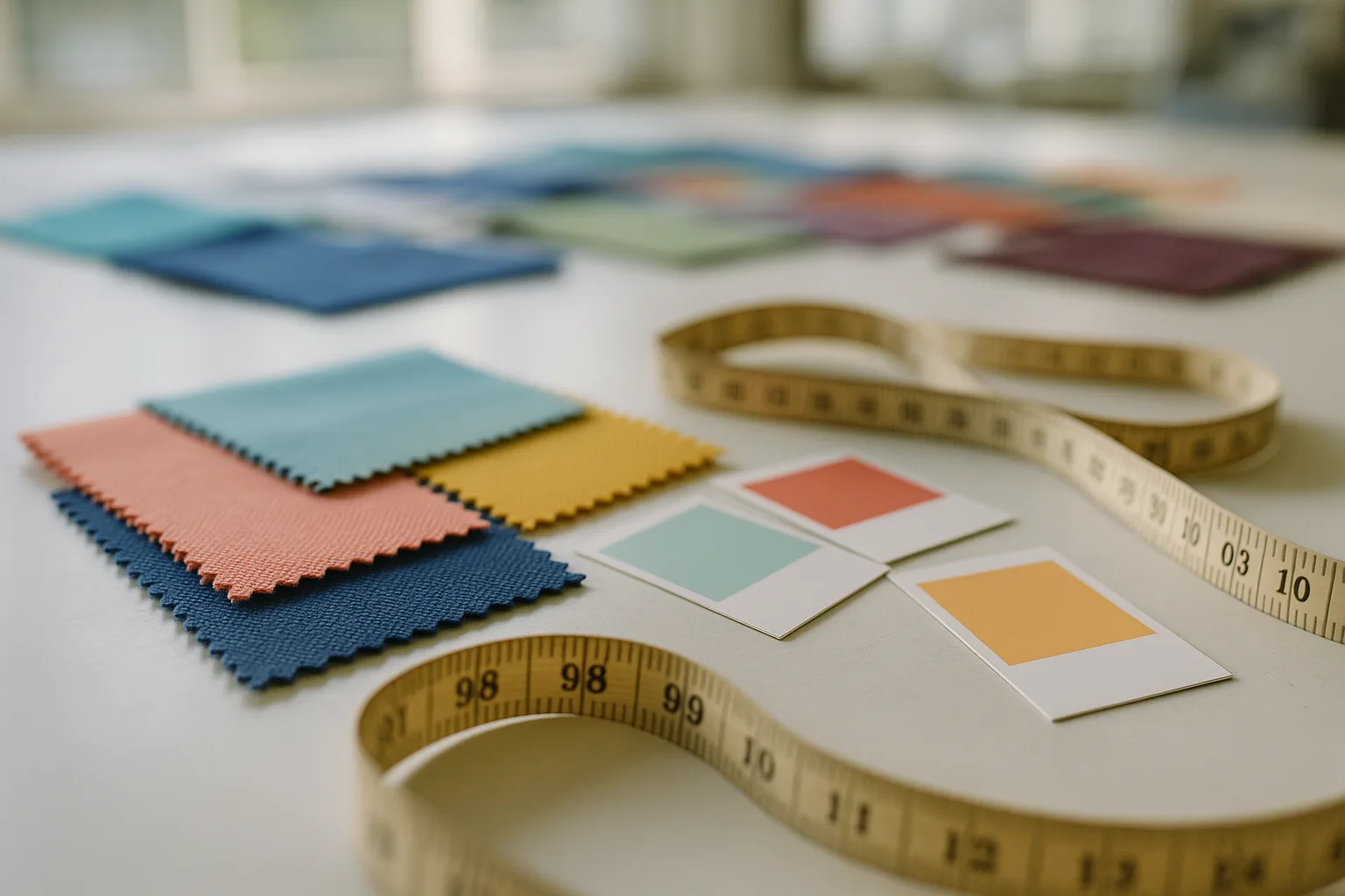 Evaluating color consistency and texture for shorts manufacturing across global markets, featuring swatches, lab dips, and Pantone matching tools.