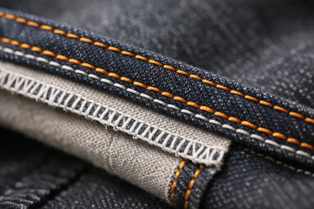 finished seam iso stitch detail finished seam iso stitch detail