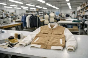 A professionally staged PP sample at a factory worktable—emphasizing its critical role as the gold standard before bulk production.