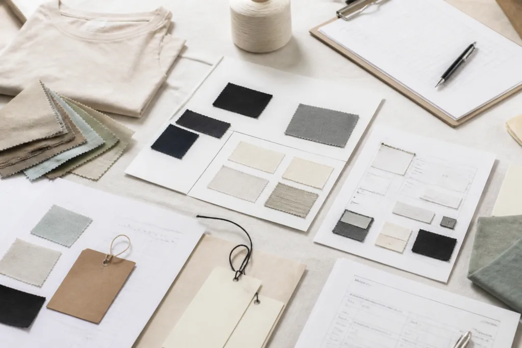 apparel compliance paperwork flatlay apparel compliance paperwork flatlay