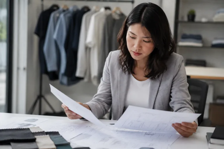 A realistic planning scene showing how buyers organize key product and quantity information before sending an RFQ to a clothing manufacturer.