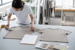 t-shirt shrinkage test in a professional sample room