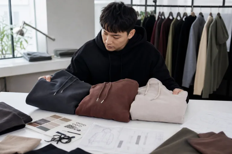 streetwear hoodie startup case study showing early hoodie sample and color planning
