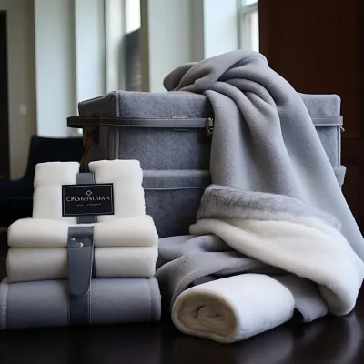 Luxury gray and white bath towels set.